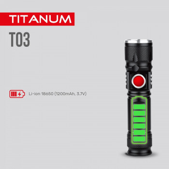 Lukturis LED 230Lm 6500K, Li-ion 18650 1200mAh (iebūvēts), TITANUM TLF-T03