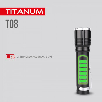 Lukturis LED 700Lm 6500K, Li-ion 18650 1500mAh (iebūvēts), TITANUM TLF-T08