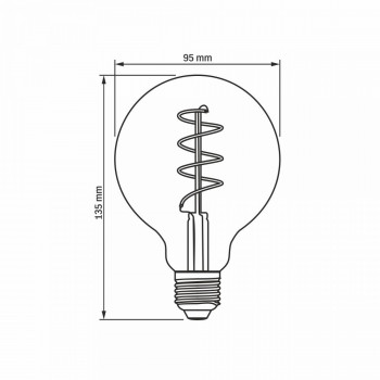 Spuldze dekoratīva LED E27 4W, 300Lm 2200K, stars<360* (G95) VIDEX (silti balta gaisma), dimmējama