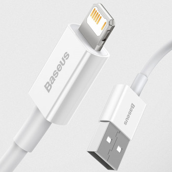 Baseus uzlādes kabelis (2,4A) USB-A uz Lightning, 1m, balts