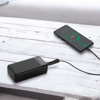 Power Bank - pārnēsājams akumulators 30 000mAh TITANUM 914 Black, pieejamie porti: Micro USB, Type-C, 2USB