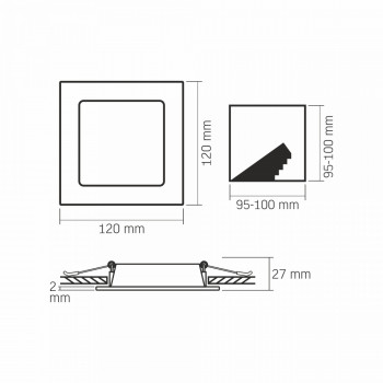 Gaismeklis LED zemapmetuma (kvadrāts) 6W, 620Lm 4000K, VIDEX (neitrāli balta gaisma)