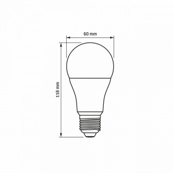 Spuldze LED E27 12W, 1180Lm 3000K, stars<240* (A60-standarta) VIDEX (silti balta gaisma)