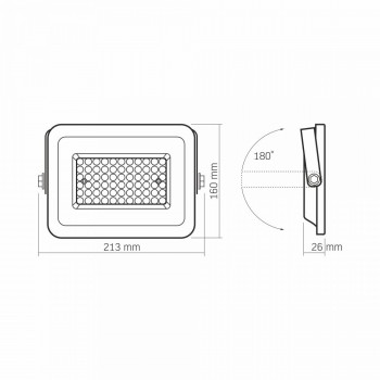 Prožektors LED 50W, 4500Lm 5000K, VIDEX-LUCA (neitrāli balta gaisma)