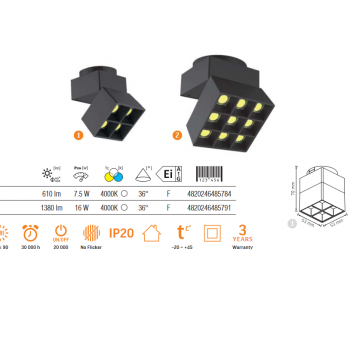 Magnētiskās sliedes gaismeklis 7.5W, 610Lm 4000K, VIDEX VL-TRMS-LE24B, melns (neitrāli balta gaisma)