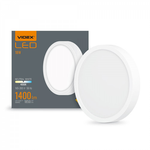 Gaismeklis LED virsapmetuma (aplis) 18W, 1850Lm 4000K, VIDEX (neitrāli balta gaisma)