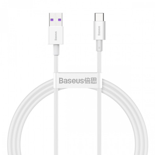 Baseus uzlādes un datu kabelis USB-A uz Type-C 6A 66W 1m, balts