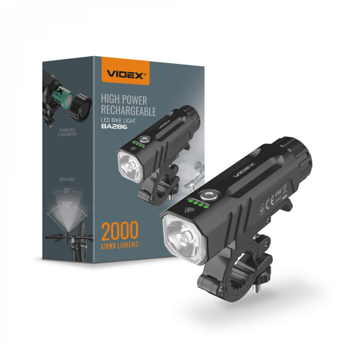 Velosipēda lukturis LED Luminus SST40 20W, 2000Lm 5000K, Li-ion 21700 4000mAh - iekļauts! (maināms uz 18650), VIDEX VLF-BA286